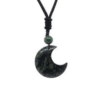 Colgante De Estrella De Luna Creciente Natural, Cadena De Cuerda Negra Hecha A Mano, Collar De Cuerda De Piedra De Cuarzo De Cristal Envuelto Para Mujer,Luna Polar De Jade