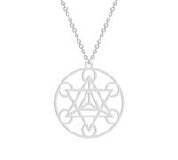 Colgante de estrella Merkaba de acero inoxidable Yoga Collar de meditación Hombres Mujeres Cábala Misticismo Joyería sobrenatural