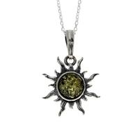 Colgante de estrella y sol de ámbar báltico auténtico y plata de ley sin cadena - 1764, Piedra Plata de ley Resina, Ámbar