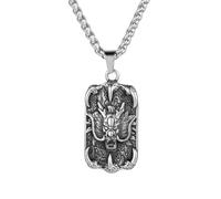 Colgante de etiqueta de dragón chino para hombres dominante collar de cabeza de dragón para hombre signo chino del zodiaco animal amuleto joyería