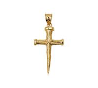 Colgante de fe cristiana de cruz de uñas de oro amarillo, blanco o rosa de 14 quilates, a elección de colores, Metal