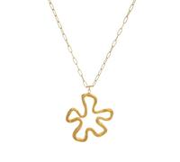 Colgante de Flor de línea Grande Boho Hollow Paper Clip Collar Verano Chapado en Oro Joyería de Acero Inoxidable sin deslustre
