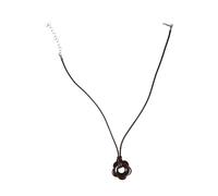 Colgante de flor de tendencia, cadena de clavícula, cadena de cuello simple, ajustable, trenzada, cuerda de cera, collar con colgante de flor grande hueca para mujer, talla única, como se describe