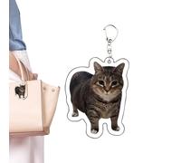 Colgante de gato para | Colgante llavero de gato acrílico | Recuerdo de colección de animal en relieve plano accesorio para bolsos mochila regalo para amigos, Gato girando, Se référer au