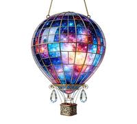 Colgante de globo aerostático solar con llama parpadeante acrílico para jardín, terraza, porche o fiestas, iluminación decorativa al aire libre (B, talla única)
