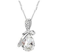 Colgante de gota de agua de estilo simple collar con cristal de lágrima de ángel colgante con diamante de gota exquisita para regalos de Festival Arte de maquillaje de plata Durability