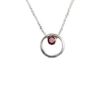 Colgante de granate natural rojo facetado redondo de 5 mm, collar circular de plata de ley 925 con cadena de cable de 45 cm, protección energética, pasión, chakra raíz, regalo para mujer &|gmpd_0483