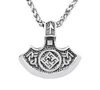 Colgante de hacha de perun y sol de acero inoxidable, estilo vikingo punk para hombre, MOYEN, Acero inoxidable, acero