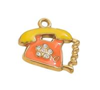 Colgante de helado/taza/teléfono, accesorio de joyería de acero inoxidable para llavero hecho a mano, decoración de helados de dibujos animados, talla única, como se describe, como se describe