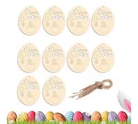 Colgante de huevo de madera genérico - 8 x 6 cm Easter Eggs Paintable | Easter - 10 unidades Unfinished Hollow Ornament - DIY Hand Painted Craft - with Hanging Rope | Kids Art Home Decor Party