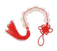 Colgante de Jade Blanco Puro, Nudo Chino, 43,5 cm, Decoración Feng Shui para Coche y Hogar - Amuleto de Suerte, Regalo Ideal para Coleccionistas