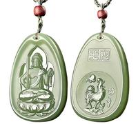 Colgante de jade del zodiaco chino, amuleto con estatua Buda Bodhisattva, santo patrón, collar for hombres y mujeres(Rabbits)