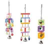 Colgante De Jaula De Flamenco Acrílico Niveles Para Aves 10x10x33 Cm Con Campana