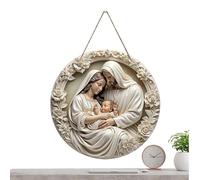 Colgante de Jesús - Adorno redondo de 20 cm para decoración navideña del hogar, ideal para puertas de salón y crea un ambiente cálido para celebrar la fe y la tradición