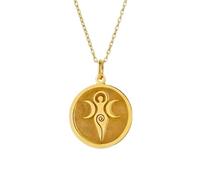 Colgante de la Diosa de la Triple Luna en Plata de Ley 925 |LK_NLC_01009 | plated round medallion 24mm religious faith symbol with 18 inch cable chain jewelry gift for men women