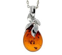 Colgante de lágrima de ámbar báltico y plata de ley auténtica sin cadena - 1637, 14x10 mm, 2.3 x 1 cm, Todos, Ámbar