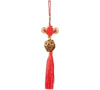 Colgante de latón para puerta con moneda de Feng Shui y elementos de nudo de riqueza que reflejan tradiciones simbólicas antiguas (G)