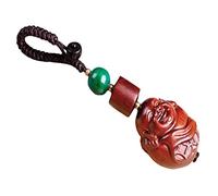 Colgante de llave de coche de sándalo rojo, de Buda Maitreya, cadena creativa hecha a mano