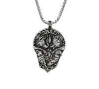 Colgante de lobo doble vikingo de acero inoxidable Euro-American Vintage Collar de acero de titanio Joyería única para hombre Diseño rúnico para mujer