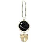 Colgante de luna creciente sobre fondo negro para coche, adorno colgante para espejo retrovisor, decoración para espejo retrovisor, llavero estilo dorado