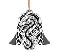 Colgante de madera de serpiente o dragón con forma de campana, 2 piezas para decoración de árboles, paredes y puertas, estilo vintage