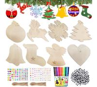 Colgante de madera para decoración de Navidad, 80 Piezas Colgantes de decoración navideña de madera, Adornos para árboles de Navidad de madera, Manualidades de Navidad, Adornos navideños colgar