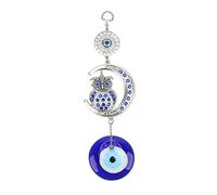 Colgante de malvado llavero, luna búho con esmalte azul colgando de la derrota del mal de ojo para mujeres en la bolsa accesorios