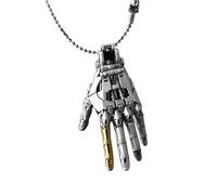 Colgante de mano biónica mecánica, articulaciones de dedos móviles colgante de encanto de mano robótica, joyería de collar steampunk, regalo de amante del punk para hombres mujeres (Plata)