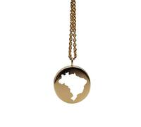Colgante de mapa de Brasil en plata de ley chapada en oro de 14 k, redondo de 24 mm y 1,5 mm de grosor. Dije de la Tierra. Delicada joyería de viaje. Medallón grabado de aventura. LKB_MAP_282