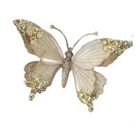 Colgante de mariposa con diamantes de imitación con purpurina, decoración grande de árbol de estilo europeo, malla ABS, ligera, 24,5 x 17 cm, dorado, rosa, plata, rojo, vacaciones festivas (dorado)
