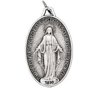 Colgante de medalla milagrosa | 1 pulgada, 1.5 pulgadas o 1.75 pulgadas | Añadir a la coronilla o collar de bricolaje | Gran regalo católico para la primera comunión o confirmación | Fabricado en Italia, Medium (1.5 Inch) - One Pack, Metal, Sin gemas.