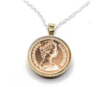 Colgante de moneda de un penique sólido de 1976 para 49 cumpleaños/aniversario, colgante de un penique de 1976 para un 49 cumpleaños GLD