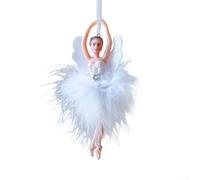 Colgante de muñeca de ballet de temporada para adornos de árbol de Navidad con elegante silueta de ángel y durabilidad ABS (niña de plumas B)