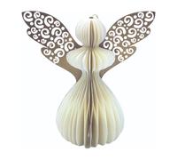 Colgante de Navidad de panal de abeja, ángel decorativo, ángel de papel, figura de ángel de papel blanco con alas doradas, decoración para árbol de Navidad, tamaño: 18 x 12 x 19 cm (largo x ancho x