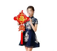 Colgante de nudo chino con adorno de personaje FU, 1 paquete, decoración colgante de terciopelo rojo para sala de estar, puerta o entrada festiva, símbolo cultural tradicional (D)