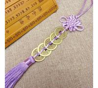 Colgante de nudo chino Feng Shui con monedas de cobre para prosperidad, éxito y protección en el hogar y el trabajo (morado claro)