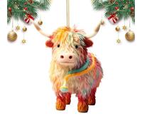 Colgante de para Coche, Colgante de de Las Tierras Altas, Accesorios para el Interior del automóvil, Colgante acrílico 2D, Espejo retrovisor automotriz, decoración Interior para automóviles