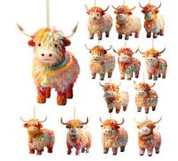 Colgante de para Espejo retrovisor - de Colgante de acrílico 2D | Colgante de Coche Highland para decoración de Espejo retrovisor, Mochila de árbol de Navidad