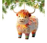 Colgante de para Espejo retrovisor - de Colgante de acrílico 2D | Colgante de Coche Highland para decoración de Espejo retrovisor, Mochila de árbol de Navidad