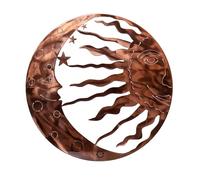 Colgante de Pared con Estrella de Sol Y Luna, Arte de Pared de Metal, Decoración de Pared con Estrellas de Sol Y Luna, Decoración Moderna de Metal para Colgar en la Pared, para el Hogar,(1PCS-cobre)