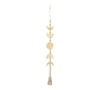 Colgante de pared de fase lunar, pared plana de madera beige con borla, colgante de pared montado en la pared, decoración bohemia para el hogar, habitación, cafetería, oficina (beige)