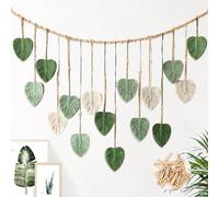Colgante de pared de macramé boho, colgante de pared de macramé hecho a mano, tapiz de pared decoración boho, tapiz de pared de macramé tejido de algodón, borla de hojas para dormitorio, salón