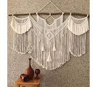 Colgante de pared grande hecho a mano para decoración de pared, hermoso tapiz de macramé sobre la cabecera o como un tapiz tejido, cortina de boda, palo de madera natural incluido de 38 pulgadas de
