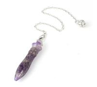 Colgante de péndulo de cuarzo de cristal Natural amatistas lapislázuli piedra amuleto péndulo joyería de adivinación,Amatista A