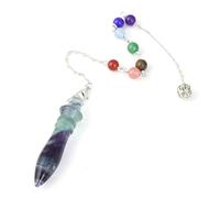 Colgante de péndulo de cuarzo de cristal Natural amatistas lapislázuli piedra amuleto péndulo joyería de adivinación,Fluorita B