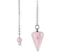 Colgante de péndulo de piedra natural, piedra preciosa de cuarzo rosa, amatista turquesa, 3 cuarzo rosa