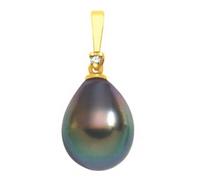 Colgante de perla de Tahití - OHU - 10-11 mm, perla de diamante