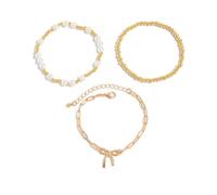 Colgante de perlas de imitación y lazo, ajustable, pulsera elegante, ajustable, moda para mujer, talla única, como se describe