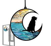 Colgante de perro lunar acrílico: decoración de pared hecha a mano, adorno reflectante solar | Ventana ventana para ventana interior brillante, decoración suspendida artística, accesorio por par