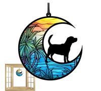 Colgante de perro lunar acrílico: decoración de pared hecha a mano, adorno reflectante solar | Ventana ventana para ventana interior brillante, decoración suspendida artística, accesorio por par